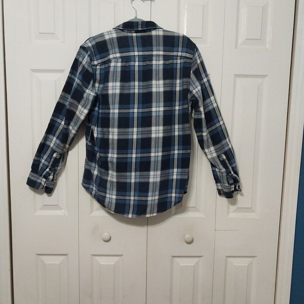 American Eagle Outfitters Men's Flannel Blue White Plaid Medium - Picture 4 of 7